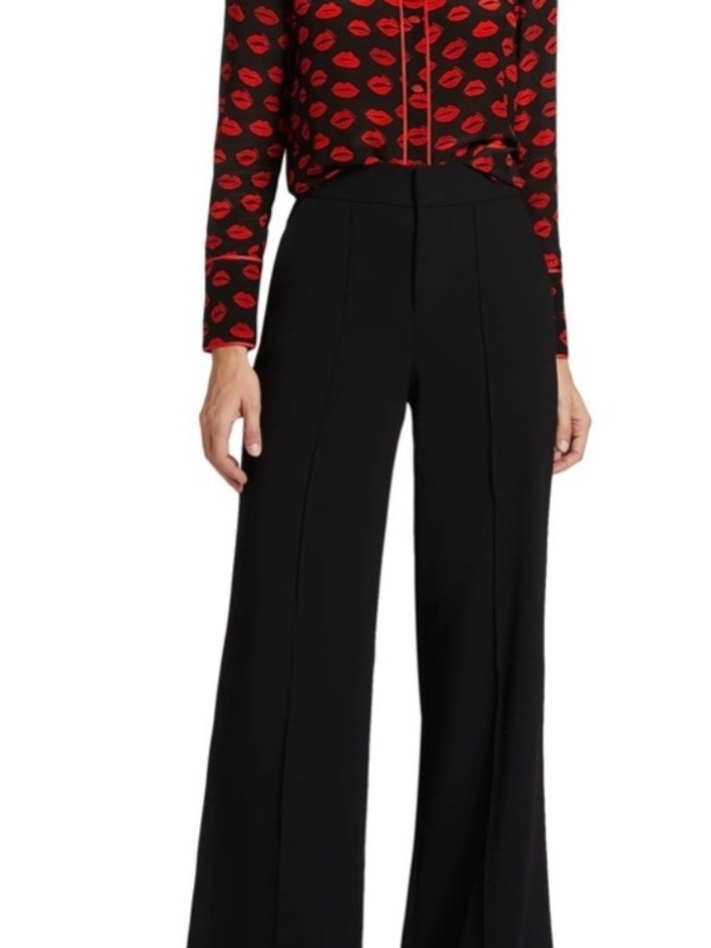 Alice + Olivia Kiss Kiss Willa Silk Wide Cuff Placket Top Blouse Size - XL